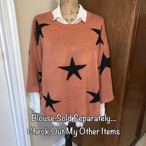 New LARGE Umgee Women's Oversized Star Sweater